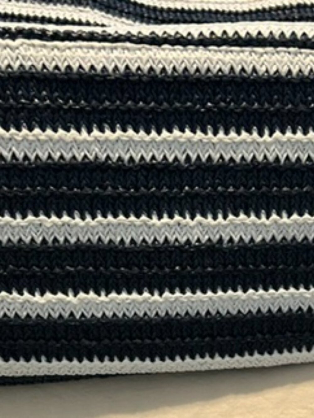 Vera Bradley Shore Enough Sailboat Straw Tote Beach Bag Navy/White Stripe - Picture 5 of 6